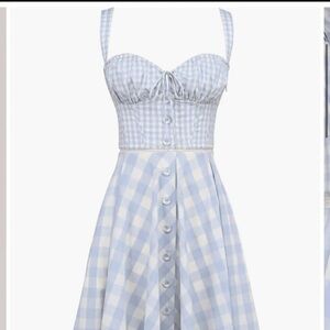 House of CB Chiarina Gingham Stretch Cotton Midi Sundress Sz L+ NWT